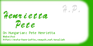 henrietta pete business card